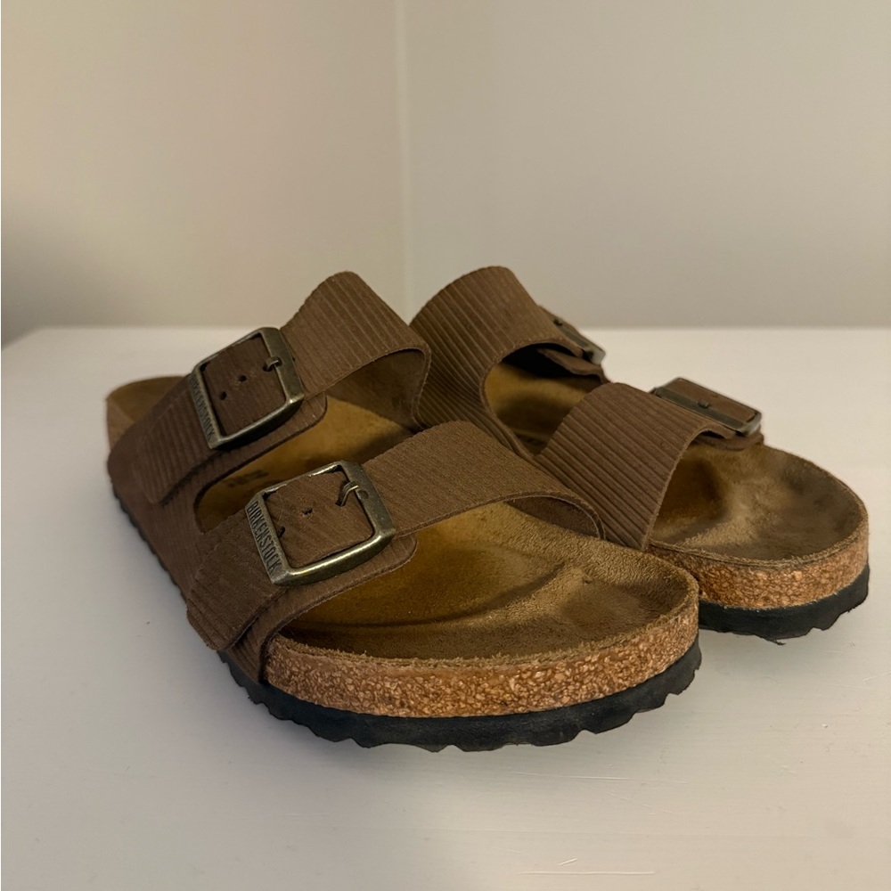 Birkenstock Brown Sandals with Adjustable Straps and Cork Footbed